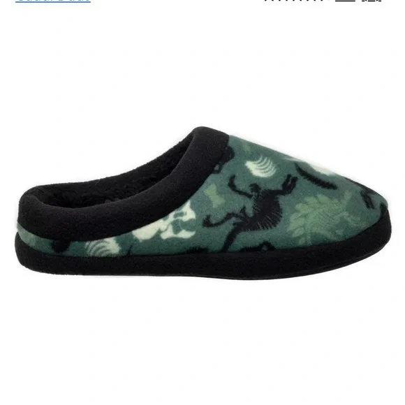 New Cuddl Duds DINOSAUR Boys' Green and Black Slippers large 5 6 - Picture 3 of 10